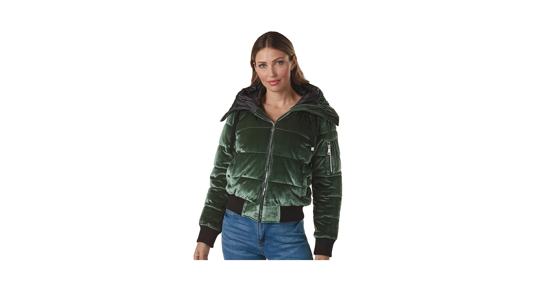K. Jordan Velvet Bomber Jacket, S, Forest Green at Amazon